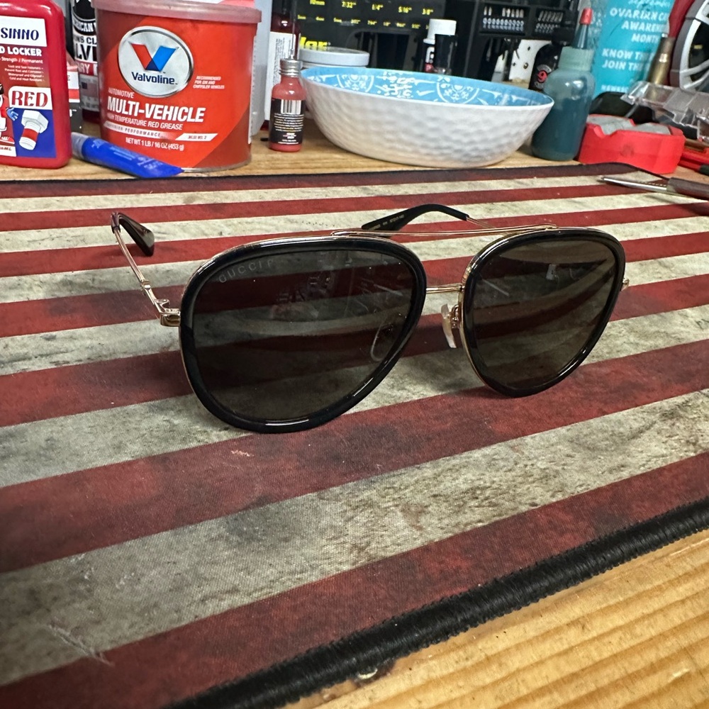 Gucci Black and Gold Sunglasses